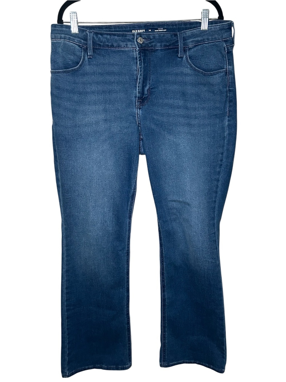 Old Navy Women's Mid-Rise Bootcut Jeans Dark Blue 14 Stretch Comfort Casual